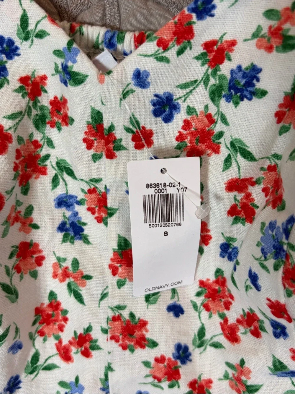 Red White and Blue Old Navy Women's Romper Size Small Floral Linen Blend NWT - Picture 4 of 9